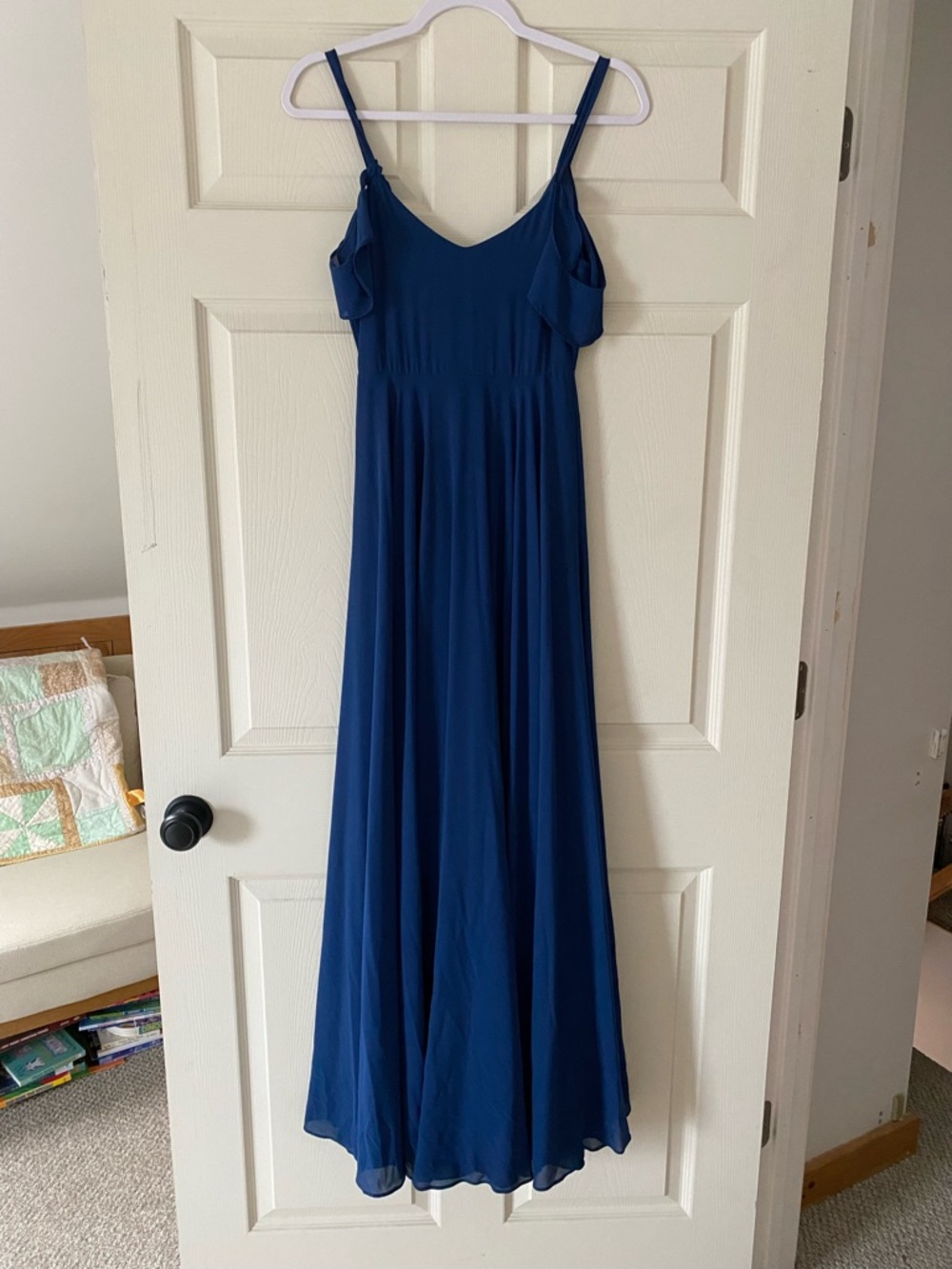 Lulu's Royal Blue Off the Shoulder Flutter sleeve Maxi Dress